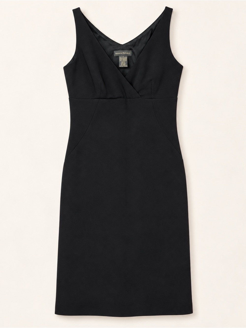 Banana Republic Black V-Neck Sleeveless Midi Sheath Dress Size 0